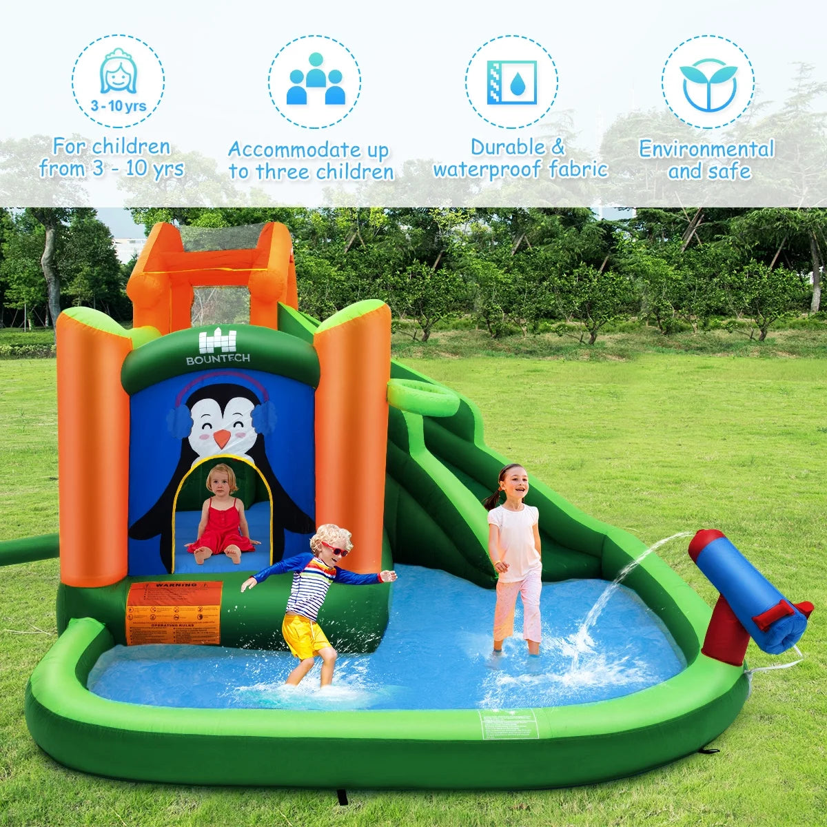 Inflatable Water Park Slide Bouncer with Splash Pool and Blower Z27960