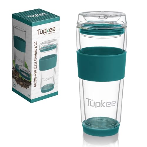 14-Ounce Double Wall Glass Tumbler with Lid R480