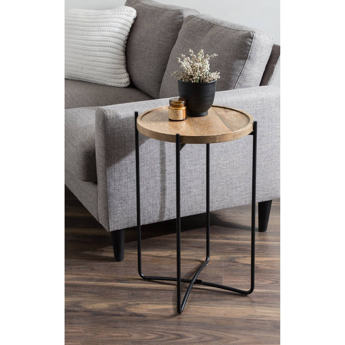 Natural Rustic and Black Side Table B518845