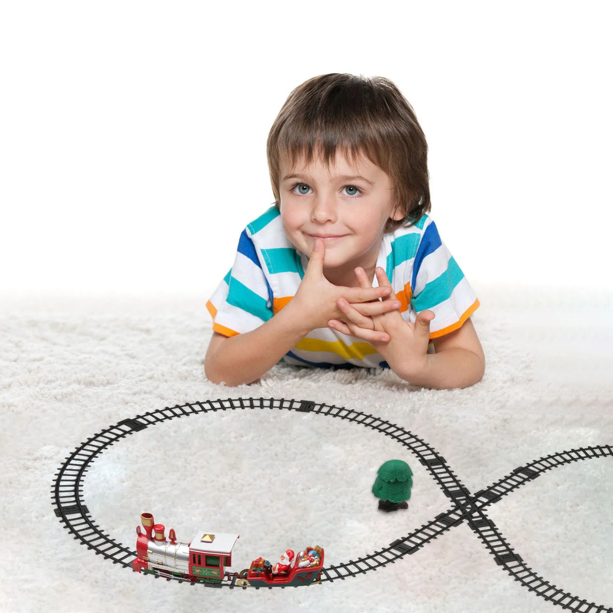 Battery Operated Toy Train Set with Railway Tracks W28112