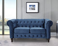 Blue Velvet Rolled Arm Chesterfield Loveseat U21735
