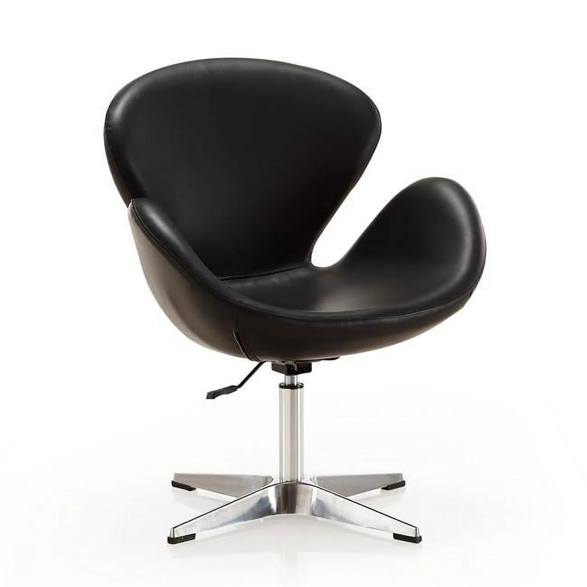 Raspberry Black & Polished Chrome Faux Leather Adjustable Swivel Chair Y8540