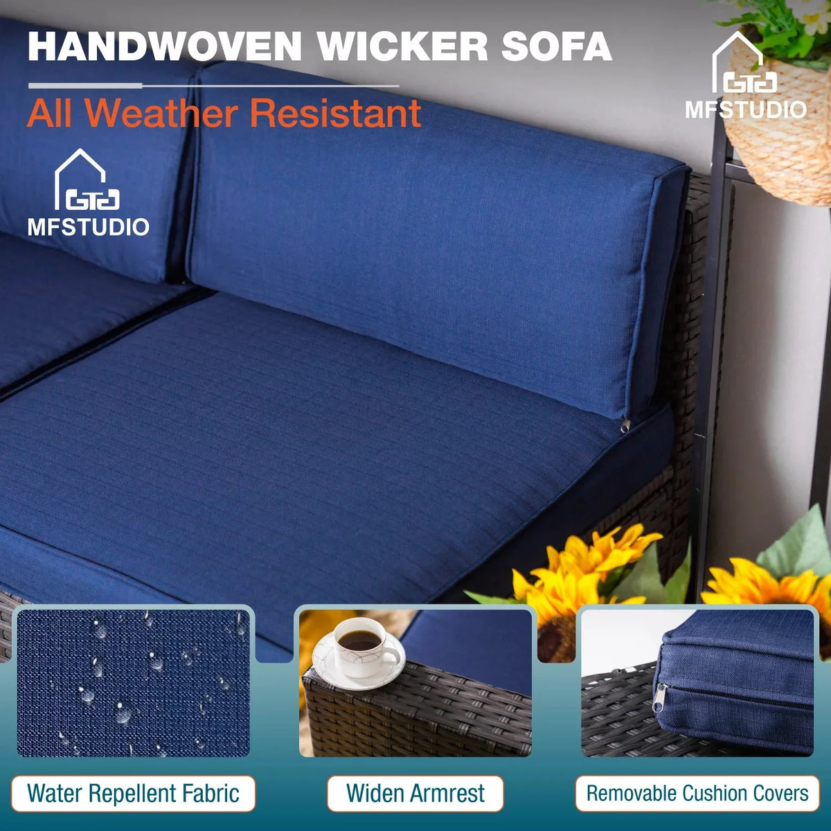 Navy Blue 6 Piece Patio Conversation Set Q5656