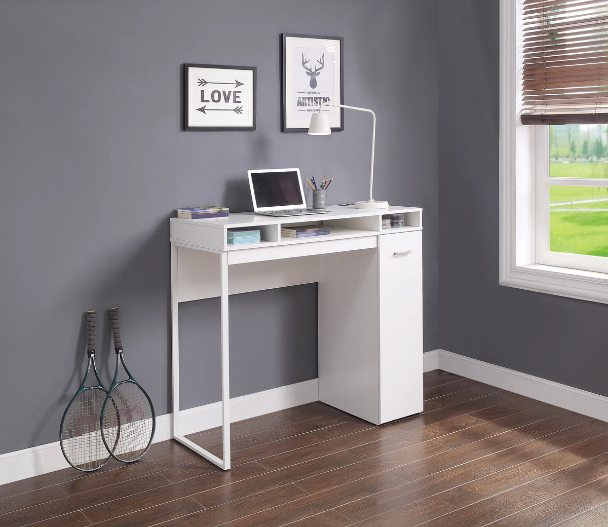 47" Wide White Desk with Storage A94754