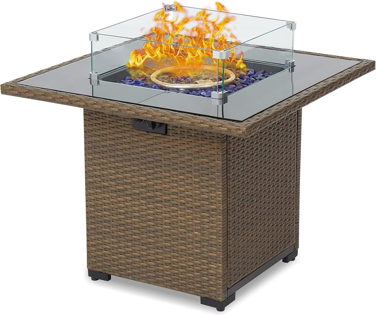 44 Inch 50000 BTU Propane Fire Pit Table with Rain Cover A2022