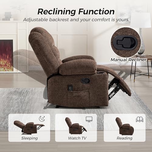Brown Manual Recliner Chair with Massage and Heat R462