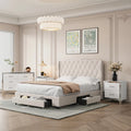 Queen Size Upholstered Bed with Three Drawers and Dresser Z790