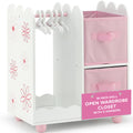 Pink Open Wardrobe Closet with 2 Storage Bins and 5 Clothes Hangers E316