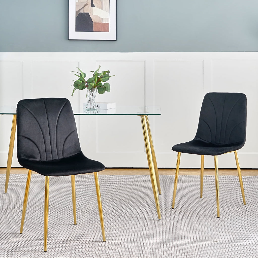 Black Dining Chair with Gold Metal Legs Set of 4 J803