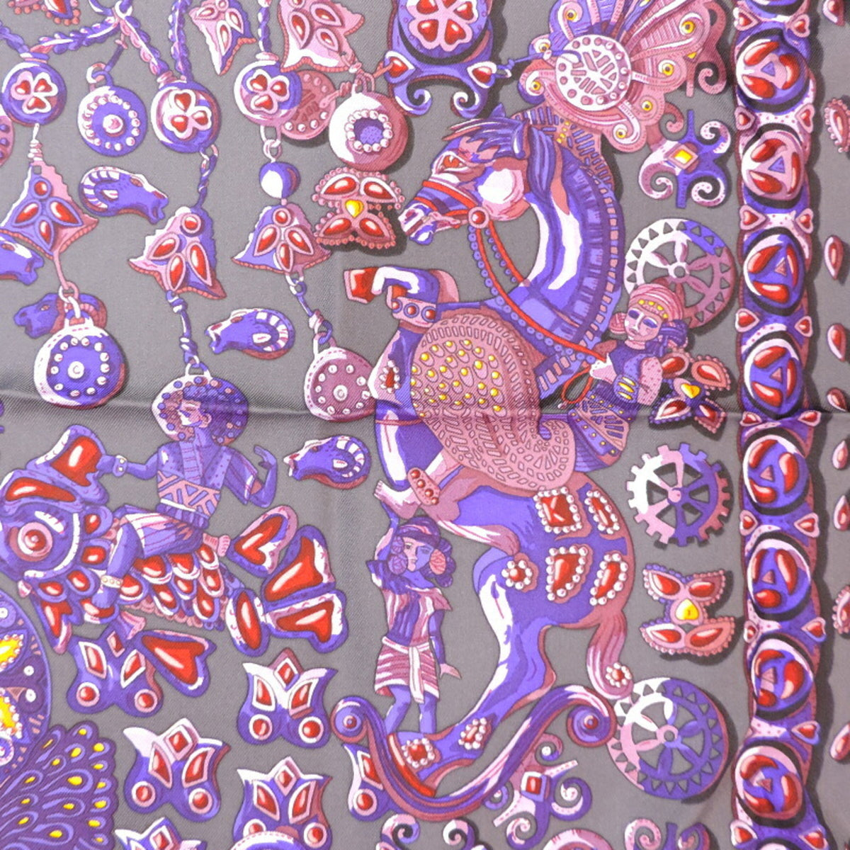 100% Silk Gray Purple Orange Scarf I352325