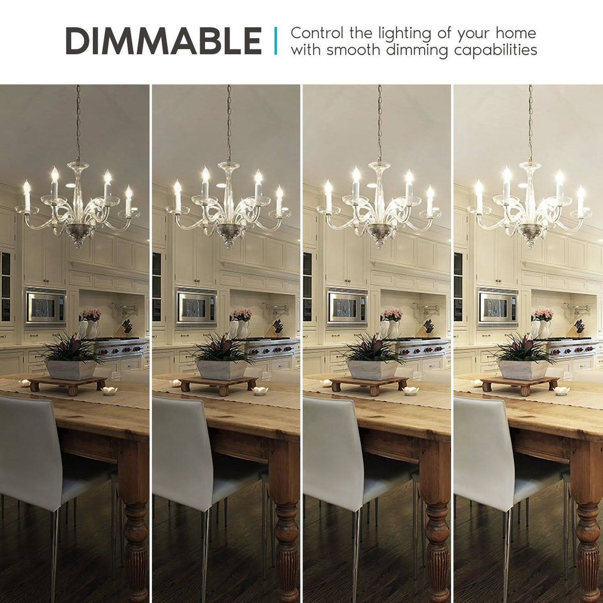 Vintage Candelabra E12 LED Bulb 5w, 550 Lumens, 2700K Warm White, Dimmable, Flame Tip Clear Glass (24 Pack) D4434