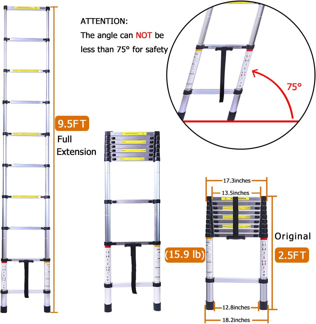 9.5FT Aluminum Telescoping Ladder E17126