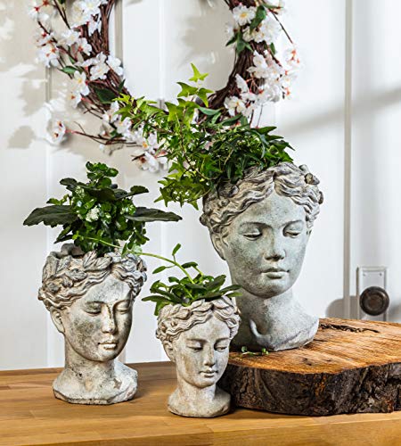 Grey Cement Goddess Head Planter R996895
