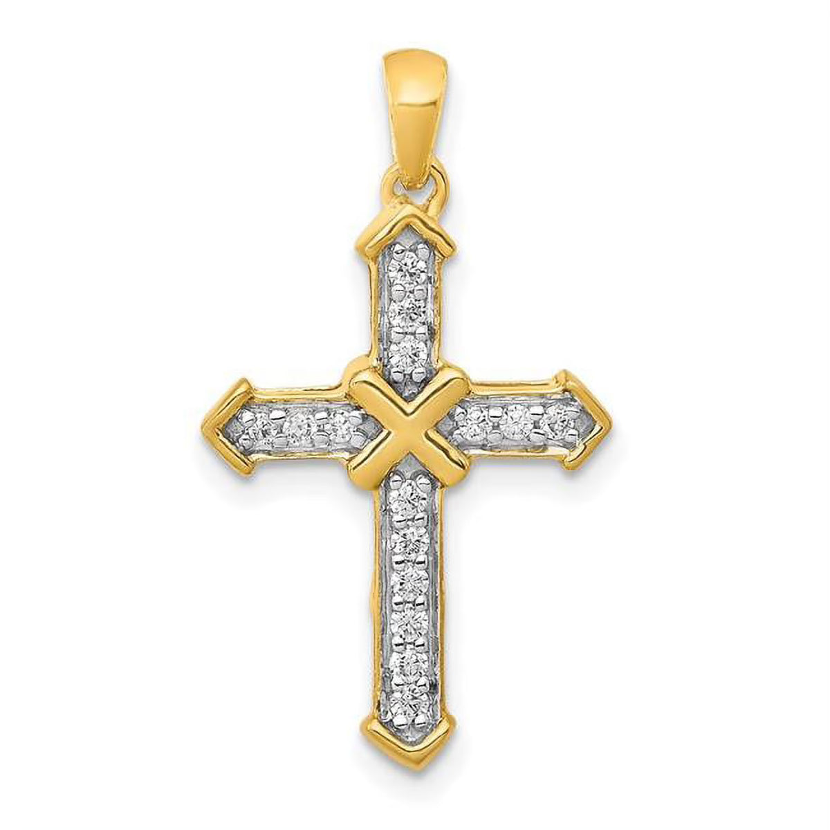 14K Yellow Gold Diamond Cross Pendant N14402