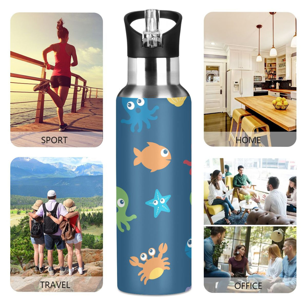 Stainless Steel Insulated Water Bottle with Straw Lid R83574