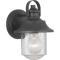 Black 9 inch Outdoor Wall Lantern with Clear Seeded Glass L7139