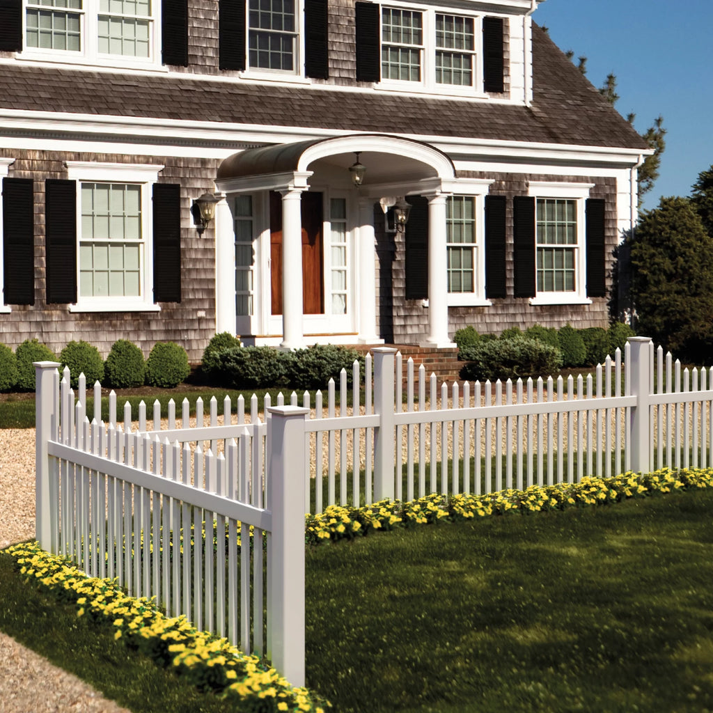 White Vinyl Picket Fence Panel Q393