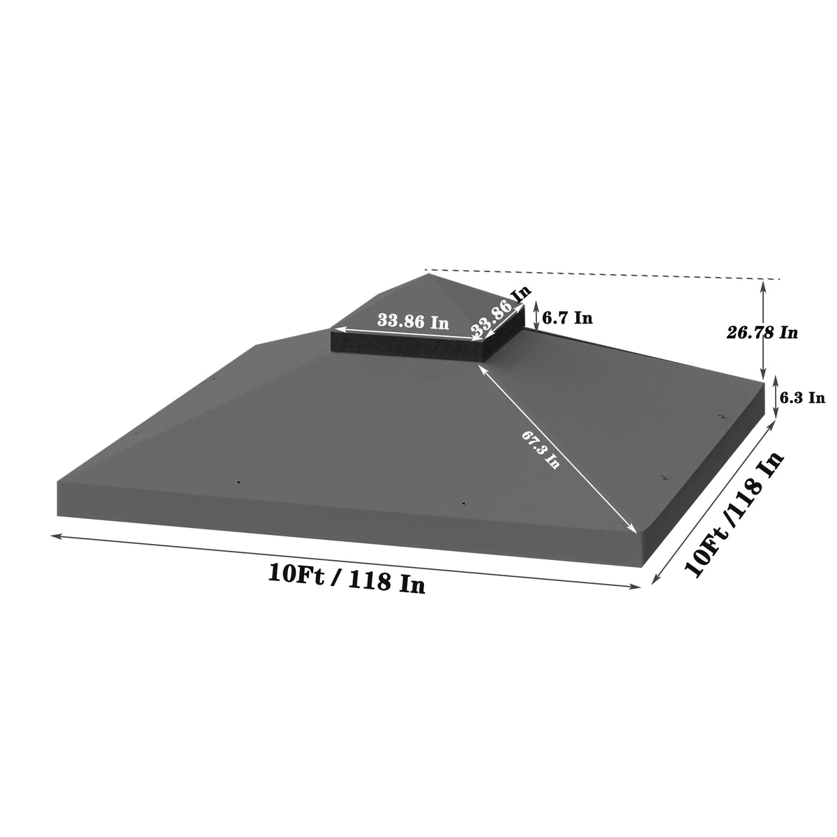 10x10 Ft Double Tiered Gazebo Replacement Canopy Top Cover Only Z907872