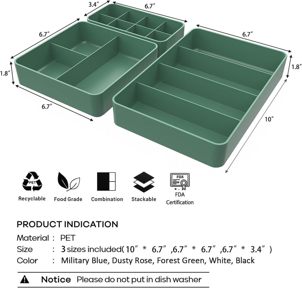 Green Plastic Drawer Organizer Set X9425