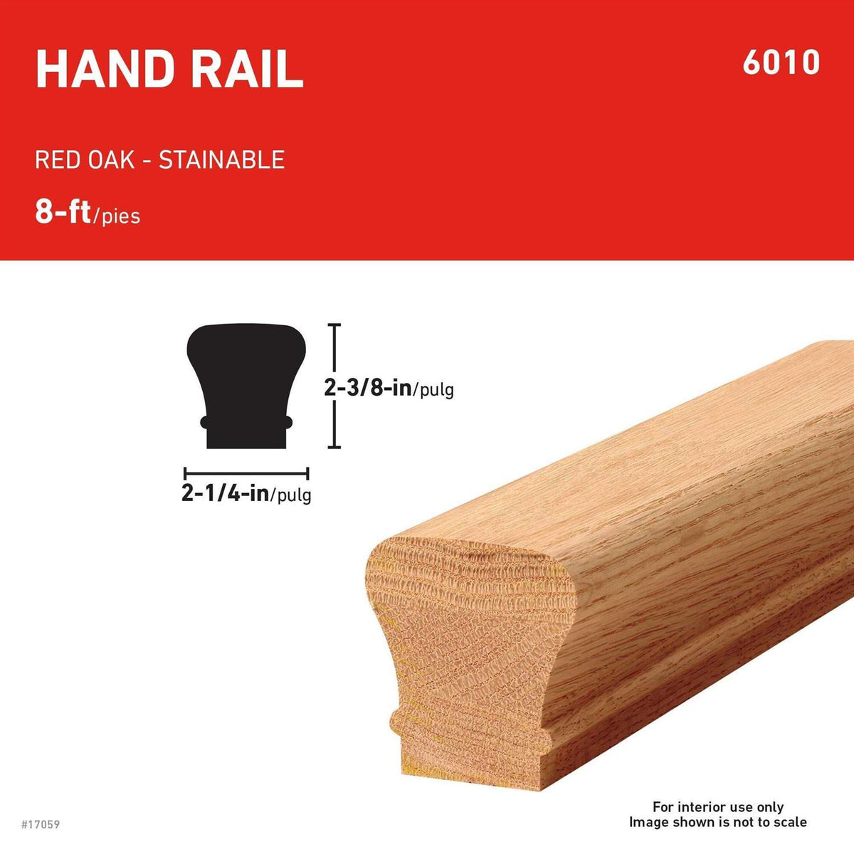 Unfinished Wood Oak Handrail A520