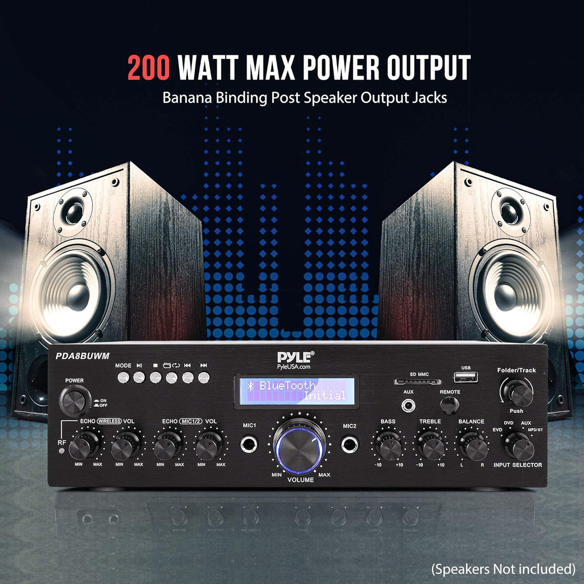200W Dual Channel Wireless Microphone Power Amplifier System S4468