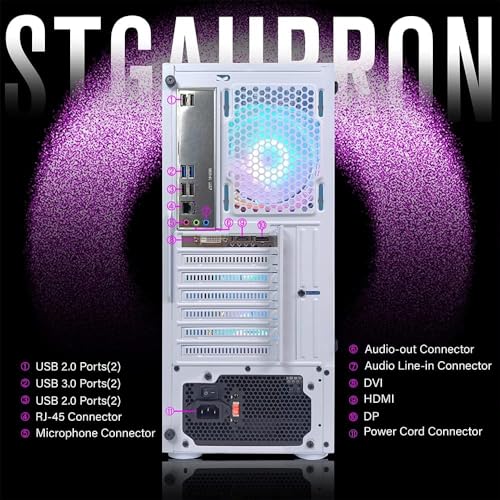 Gaming PC Desktop Computer, Intel Core I7 up to 3.9 GHz, Radeon RX 580 8G, 16G RAM, 512G SSD, WiFi, Bluetooth 5.0, RGB Fan x6, RGB BT Sound Bar, Windows 10 Home P69918