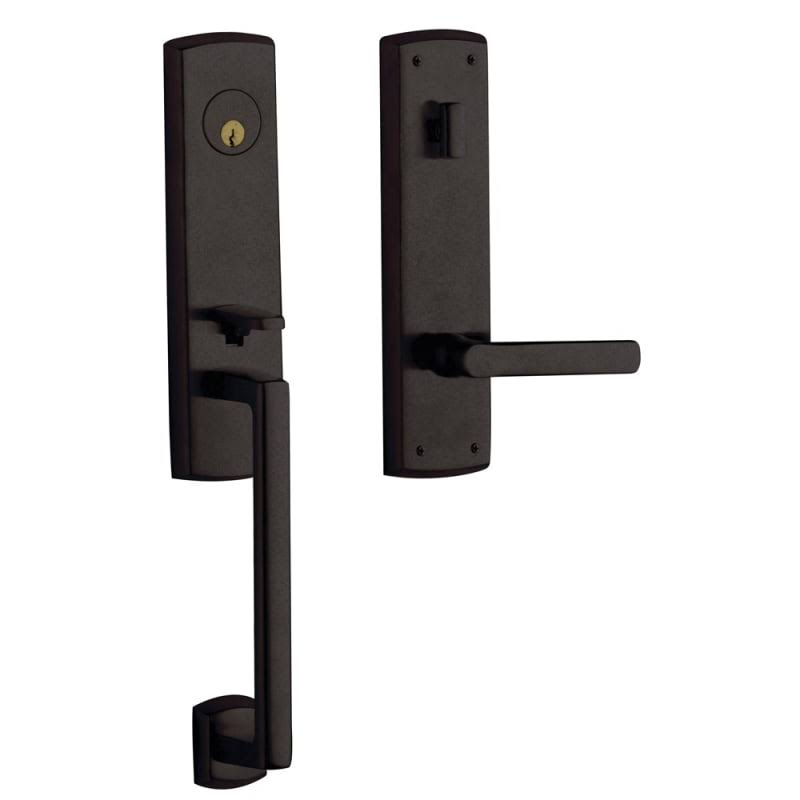 Distressed Oil Rubbed Bronze Single Cylinder Handleset with Lever M63396