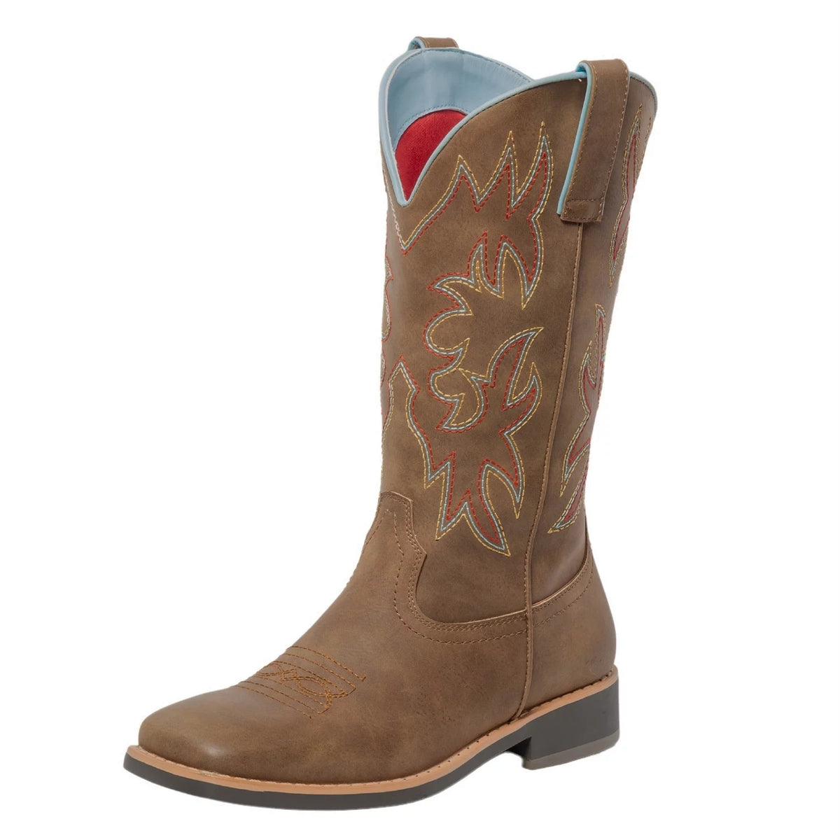 Brown Square Toe Western Cowboy Boots H6345