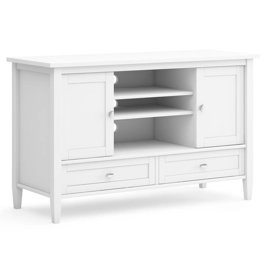 White Solid Wood TV Media Stand H615