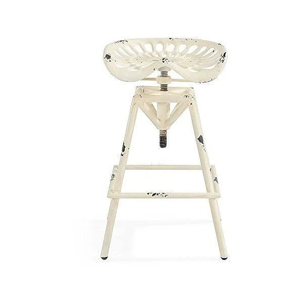 Antique White Industrial Metal Barstool O807