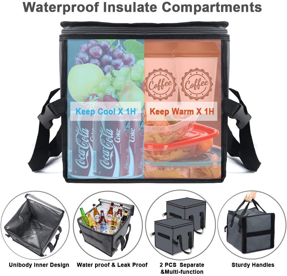 Car Trunk Organizer with Insulation Cooler Bags, Collapsible Portable, 4 Compartments Convertible, Washable E355