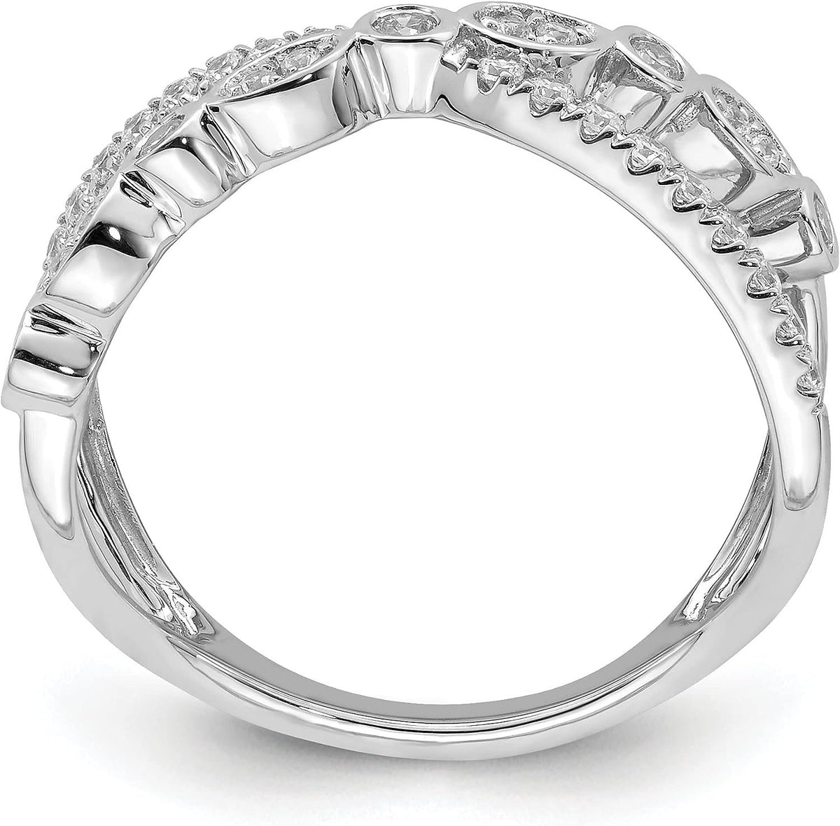 14k White Gold Criss Cross Diamond Ring L27164