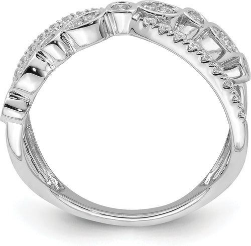 14k White Gold Criss Cross Diamond Ring L27164