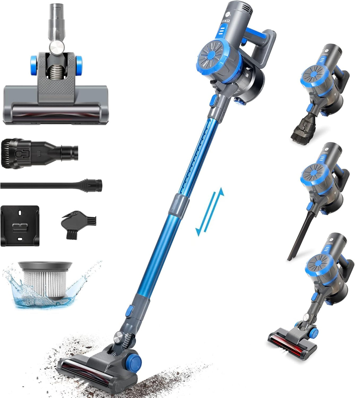 Cordless Stick Vacuum Cleaner, 45 Minutes Run-Time, 4 in 1 Lightweight, 200W, HEPA Filter S57340