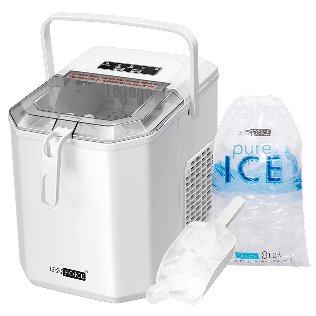 Portable Countertop Ice Maker with Handle, 26lbs/Day, White X1313