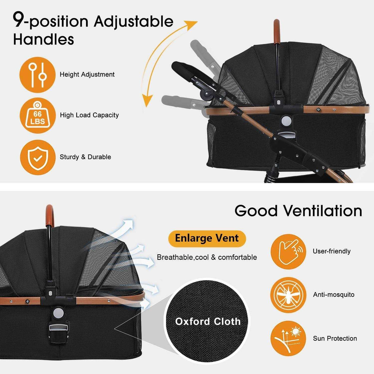 4 Wheels Folding Lightweight Pet Stroller D5328