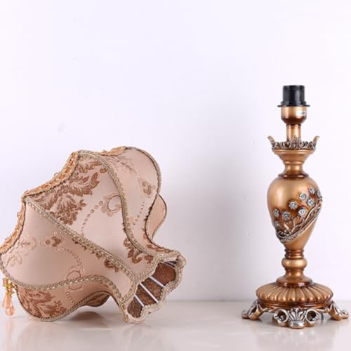 Blue Fabric 1 Head Floral Table Lamp with Beaded Fringe and Lace J7020