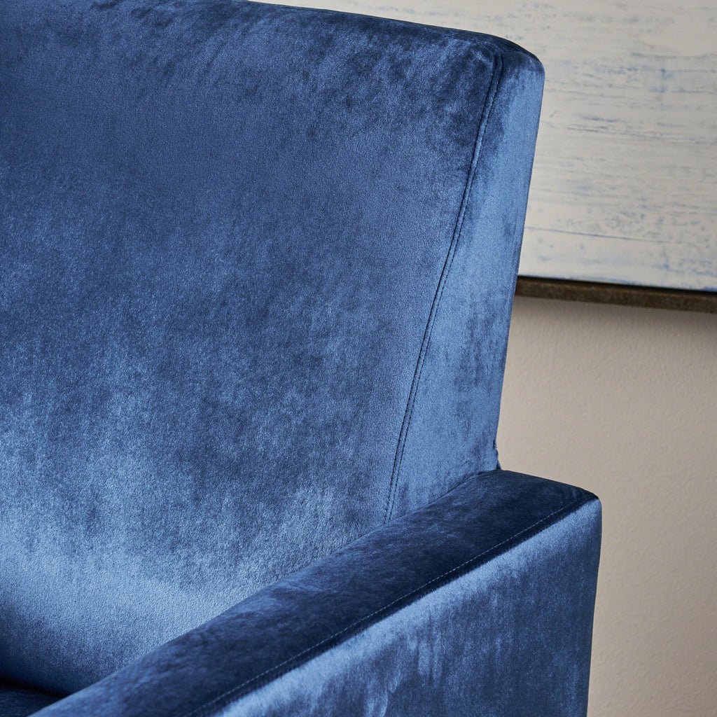 Cobalt Velvet Push Back High Leg Recliner B2122