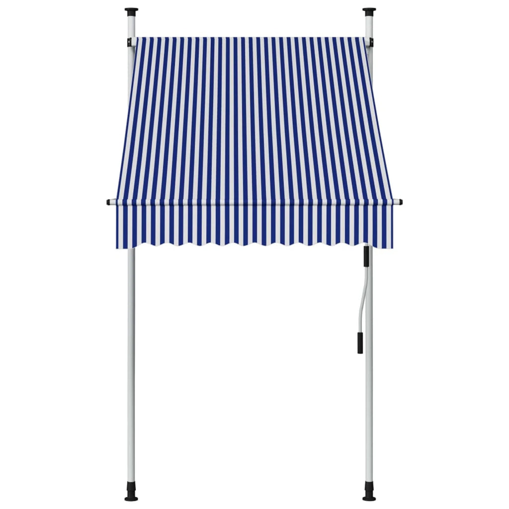 Manual Retractable Awning 39.4" Blue and White Stripes I476290