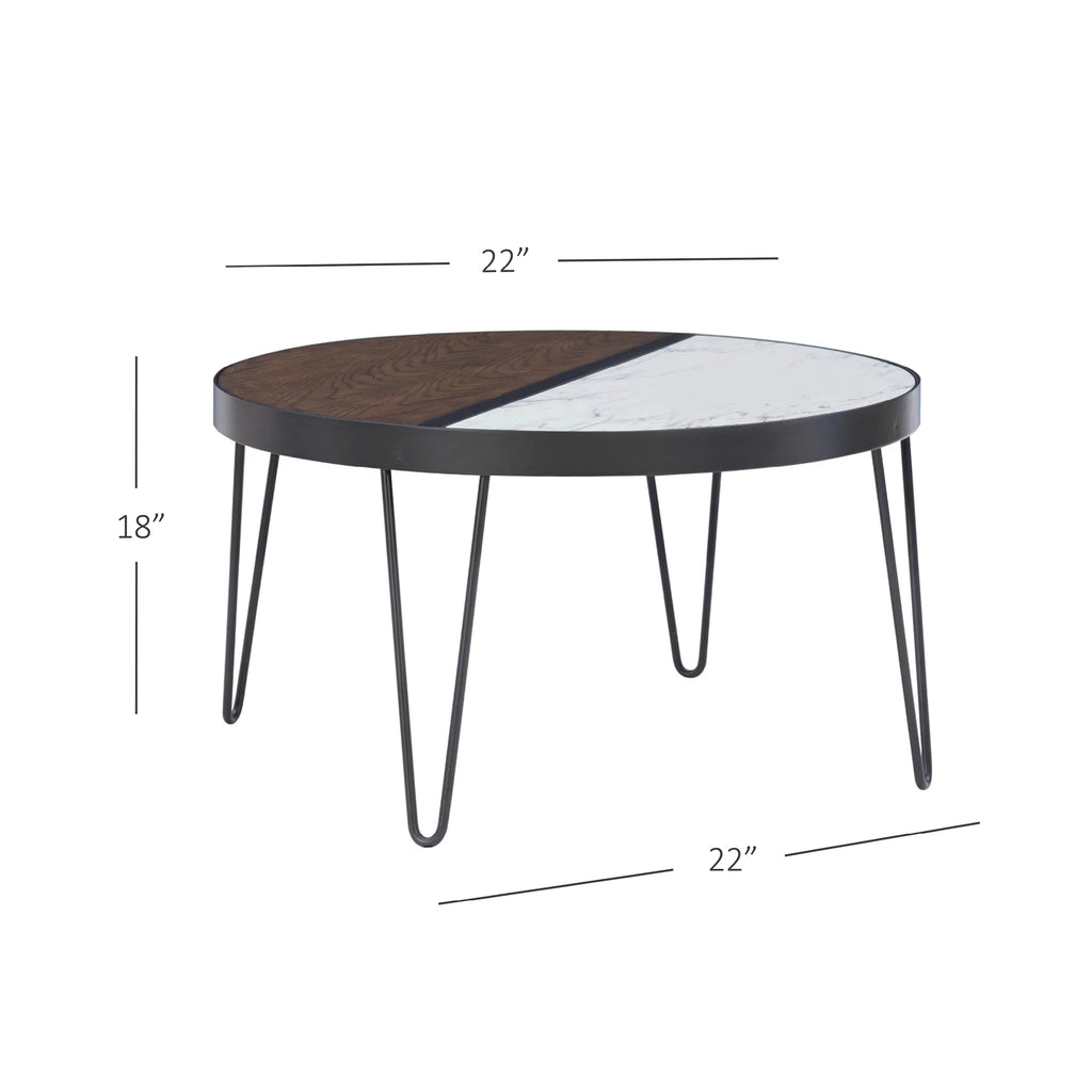 Round Mid-Century Coffee Table with Hairpin Legs, Walnut H531