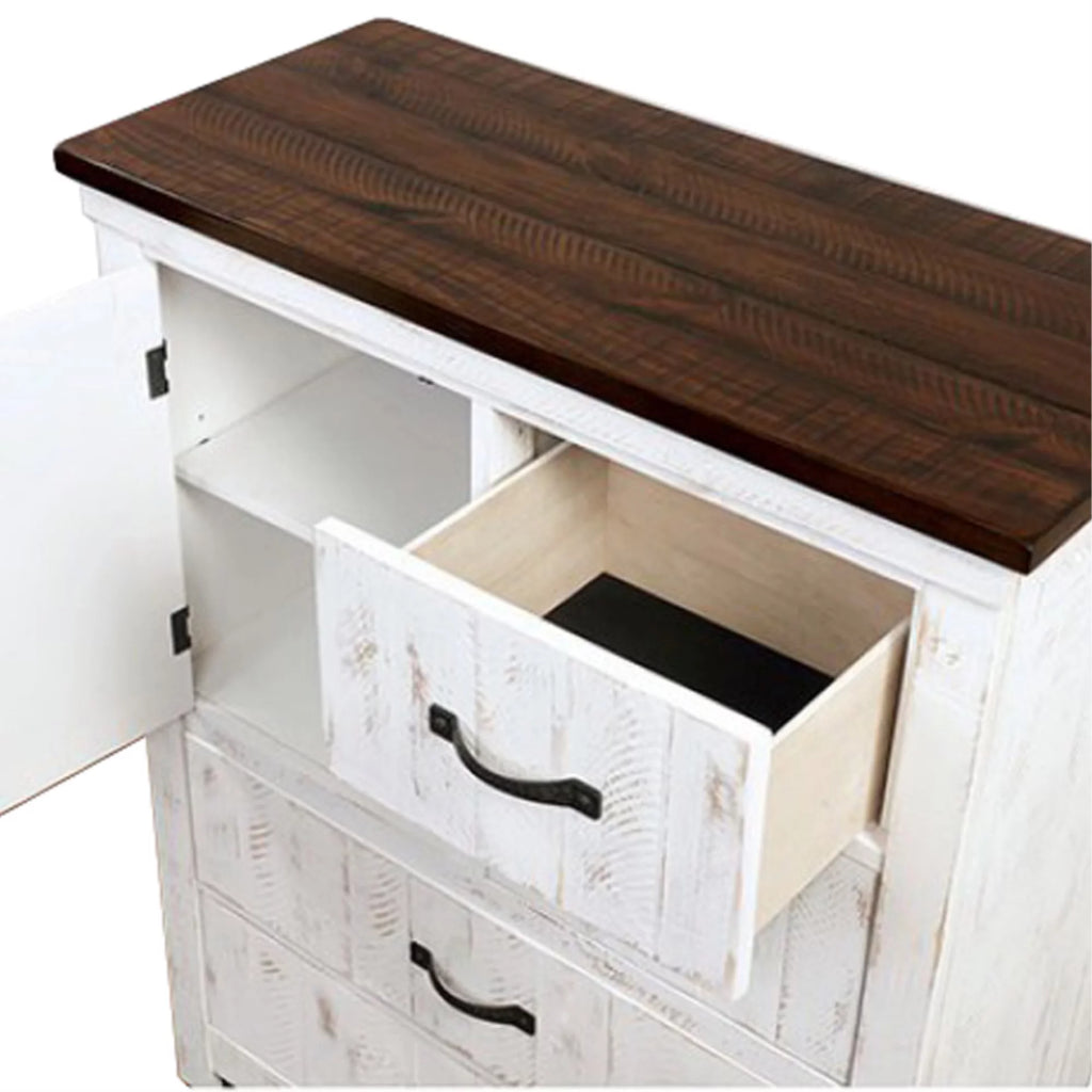 White & Brown 4 Drawer Chest with Contrasting Top E3321