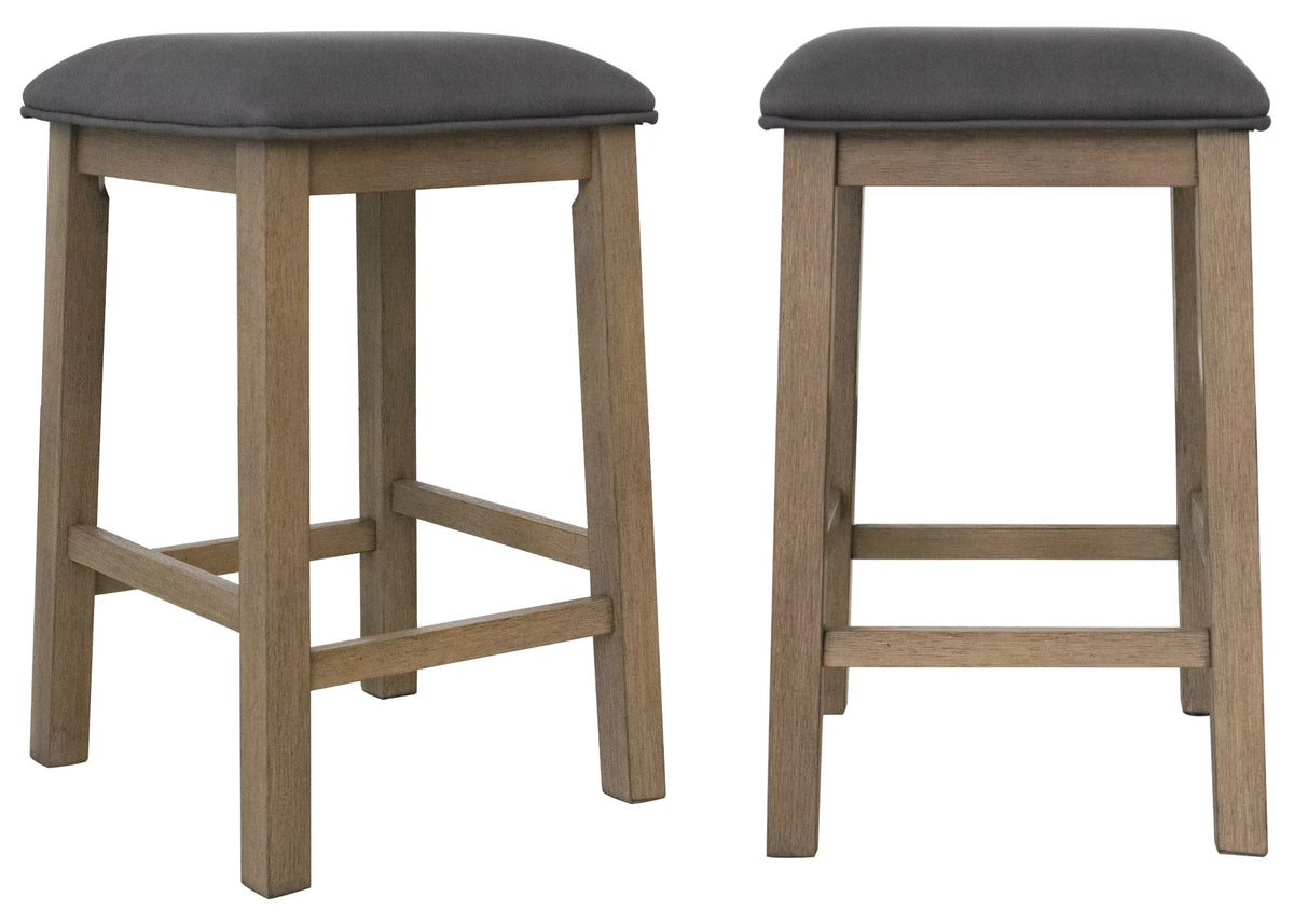 Brown Acacia Wood Sofa Console Bar Table Set with 2 Stools M469682