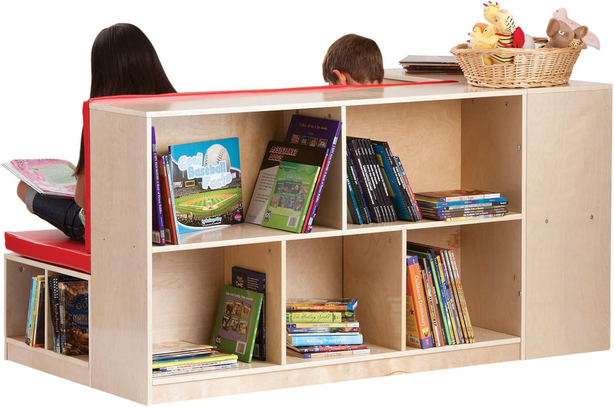Modular Library Storage Set with Seat Bookcase Shelves A803577