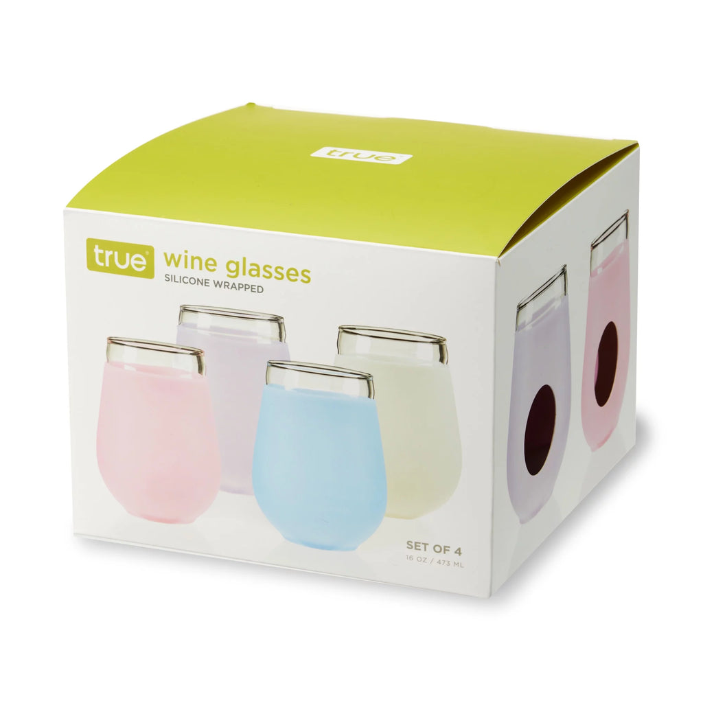 Silicone Wrapped Stemless Wine Glasses 16 Oz Set of 4 D84840