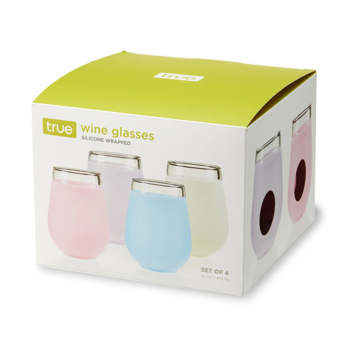 Silicone Wrapped Stemless Wine Glasses 16 Oz Set of 4 D84840