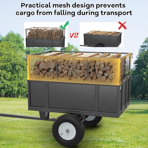 Heavy Duty 750lb ATV Dump Trailer, 17 Cu.Ft Yard Cart with Removable Sides B2054