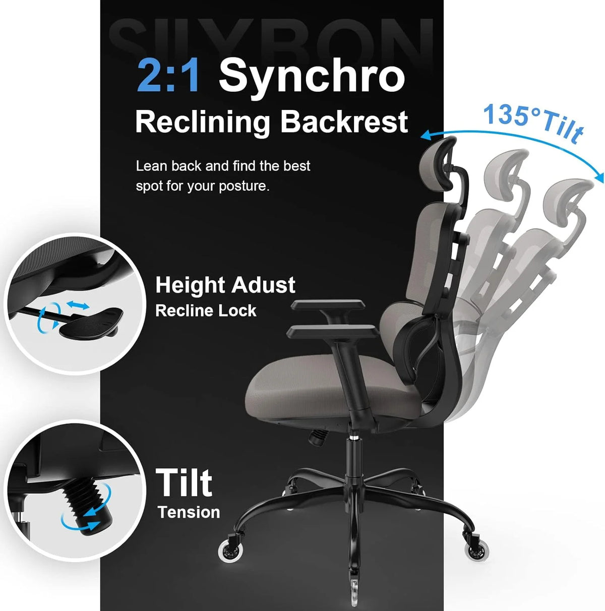 Ergonomic Mesh High Back Office Chair with Headrest C23357