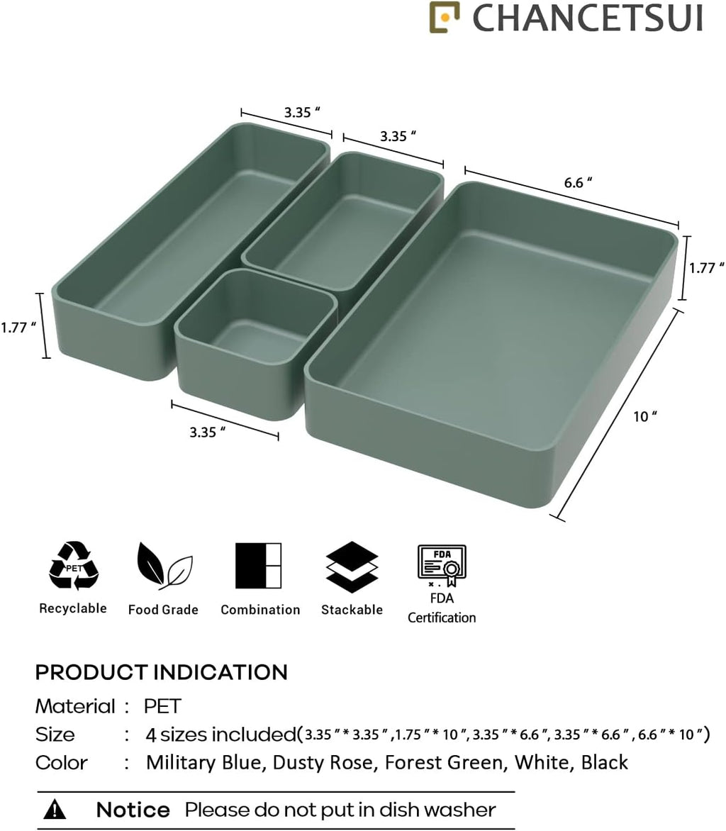 Green Plastic Drawer Organizer Set X9425