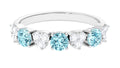 Aquamarine Heart Ring with Diamond, 925 Sterling Silver, US 6.50 K201