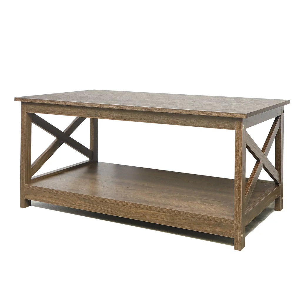 Dark Walnut 2-Tier Wood Coffee Table P9293